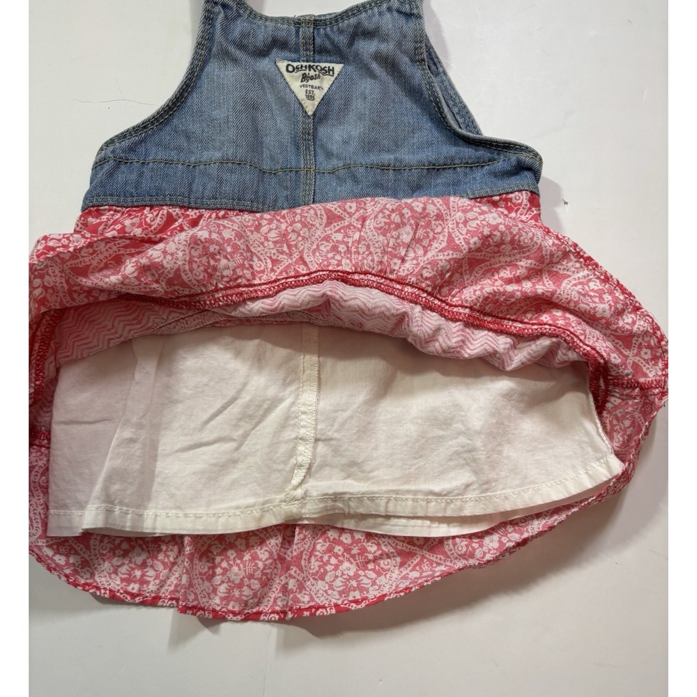 Oshkosh B'gosh Dress Double Tier Floral‎ Layer Denim Adjustable Straps Girls 2T - Picture 7 of 10